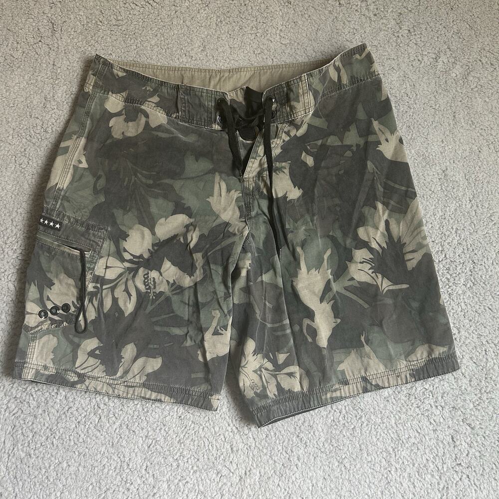 Crazy Shirts Board Shorts Mens 34 Camouflage Swim Trunks Hawaiian